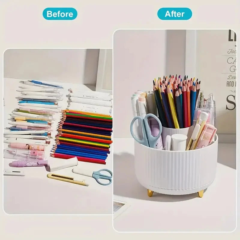 360° Rotating Makeup Organizer — Spinning Cosmetic Storage Tower for Vanity & Bathroom