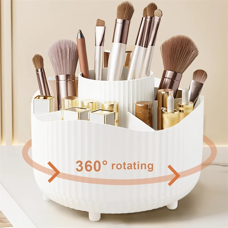 360° Rotating Makeup Organizer — Spinning Cosmetic Storage Tower for Vanity & Bathroom