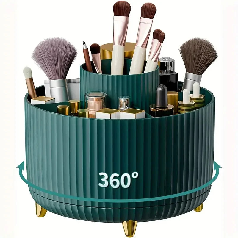 360° Rotating Makeup Organizer — Spinning Cosmetic Storage Tower for Vanity & Bathroom