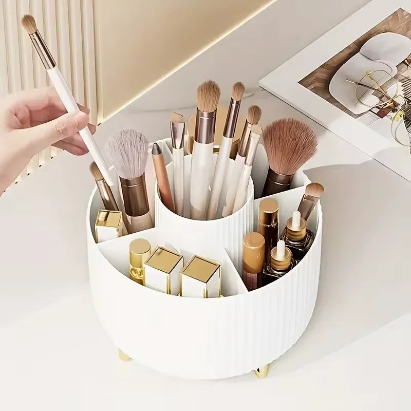 360° Rotating Makeup Organizer — Spinning Cosmetic Storage Tower for Vanity & Bathroom