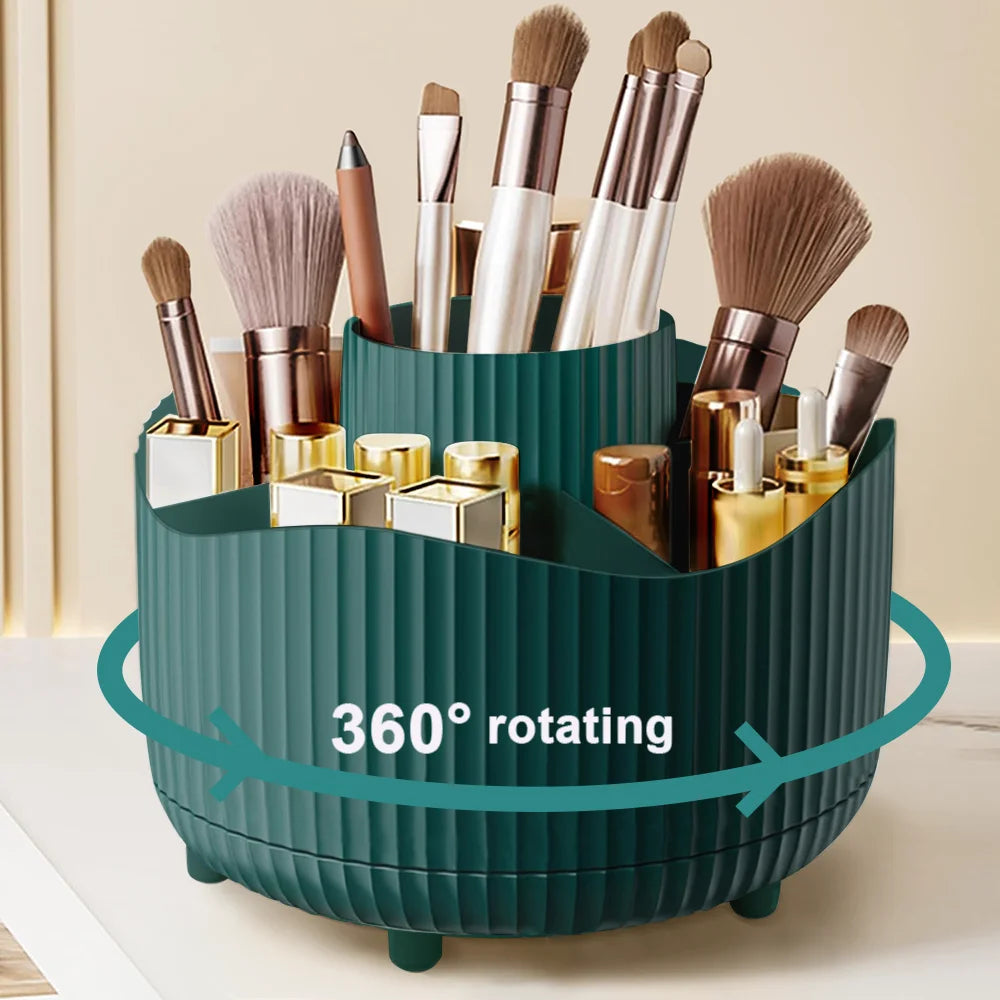 360° Rotating Makeup Organizer — Spinning Cosmetic Storage Tower for Vanity & Bathroom