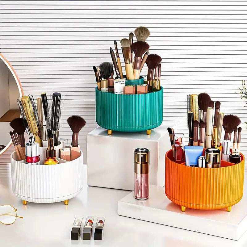 360° Rotating Makeup Organizer — Spinning Cosmetic Storage Tower for Vanity & Bathroom