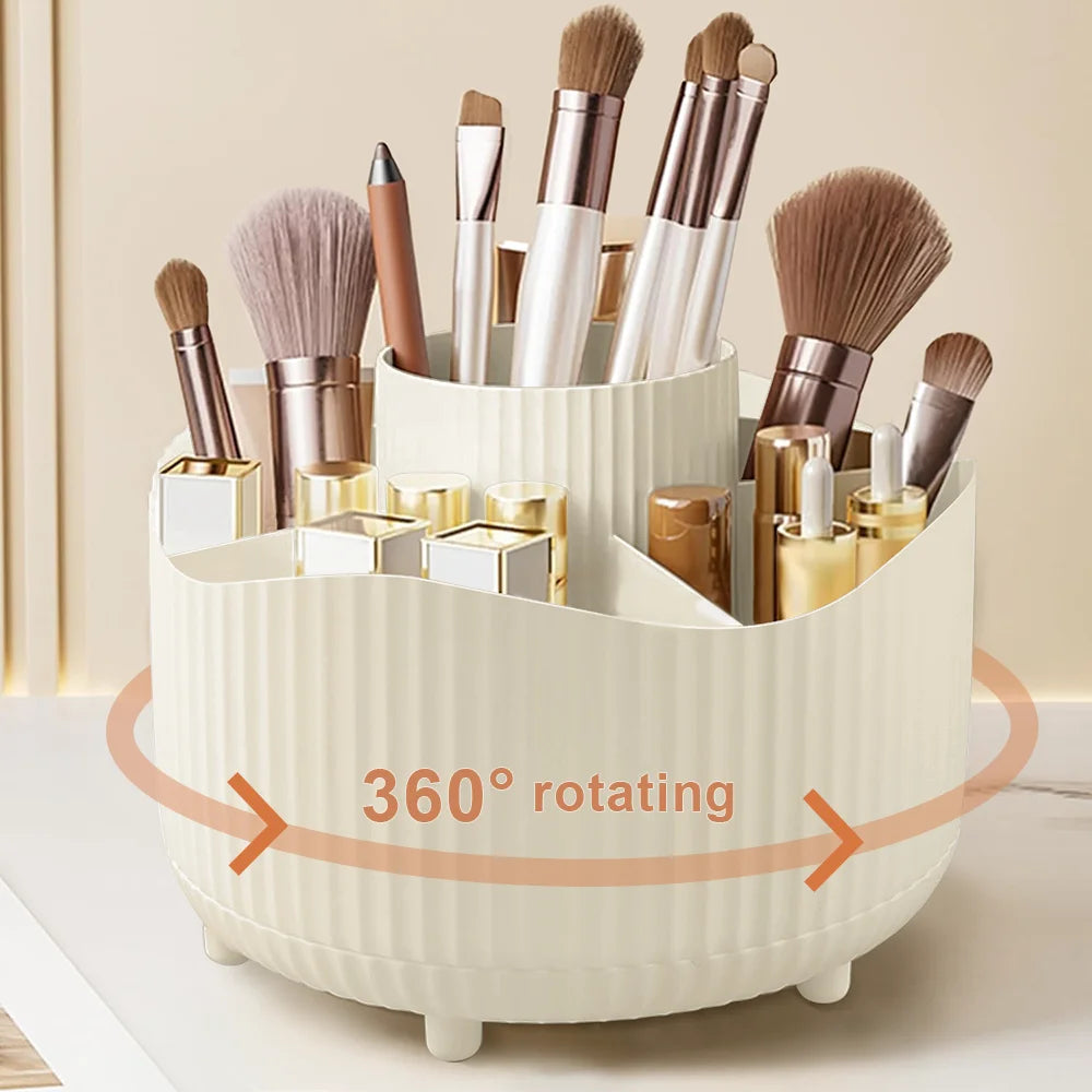 360° Rotating Makeup Organizer — Spinning Cosmetic Storage Tower for Vanity & Bathroom