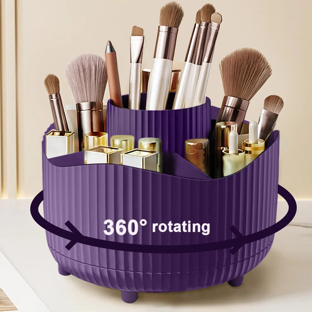 360° Rotating Makeup Organizer — Spinning Cosmetic Storage Tower for Vanity & Bathroom
