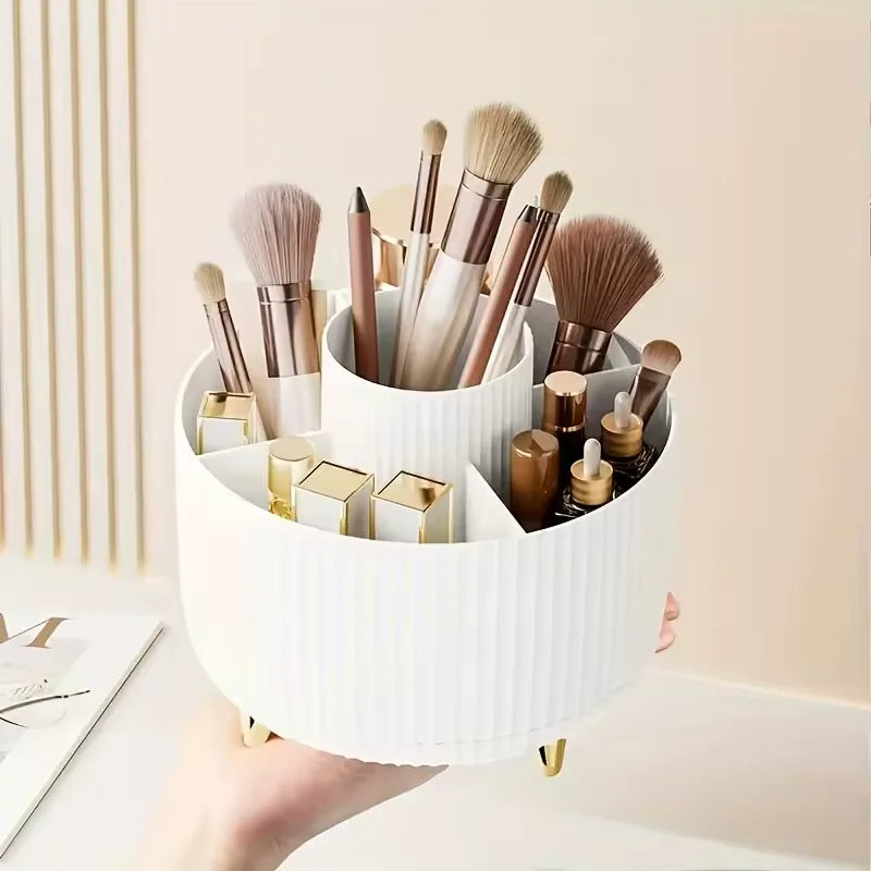 360° Rotating Makeup Organizer — Spinning Cosmetic Storage Tower for Vanity & Bathroom
