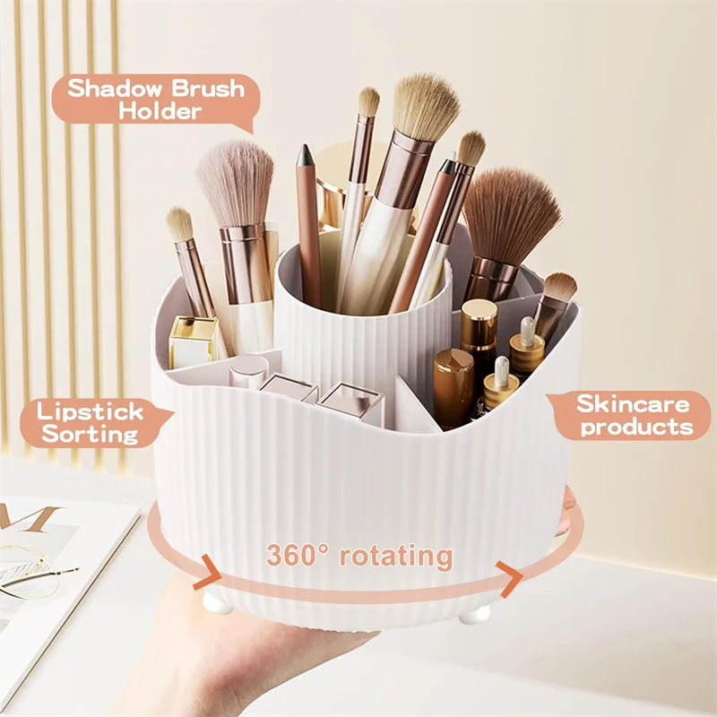 360° Rotating Makeup Organizer — Spinning Cosmetic Storage Tower for Vanity & Bathroom