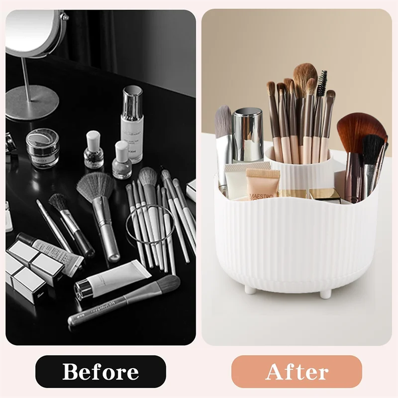 360° Rotating Makeup Organizer — Spinning Cosmetic Storage Tower for Vanity & Bathroom