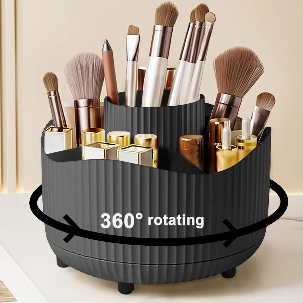 360° Rotating Makeup Organizer — Spinning Cosmetic Storage Tower for Vanity & Bathroom