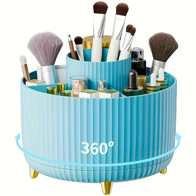 360° Rotating Makeup Organizer — Spinning Cosmetic Storage Tower for Vanity & Bathroom