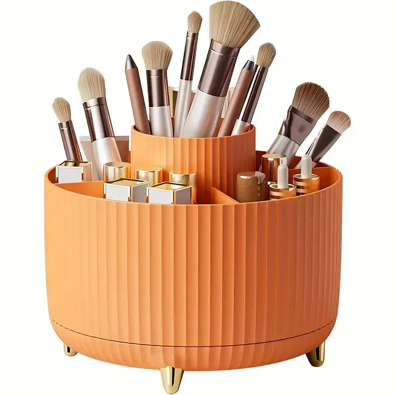 360° Rotating Makeup Organizer — Spinning Cosmetic Storage Tower for Vanity & Bathroom
