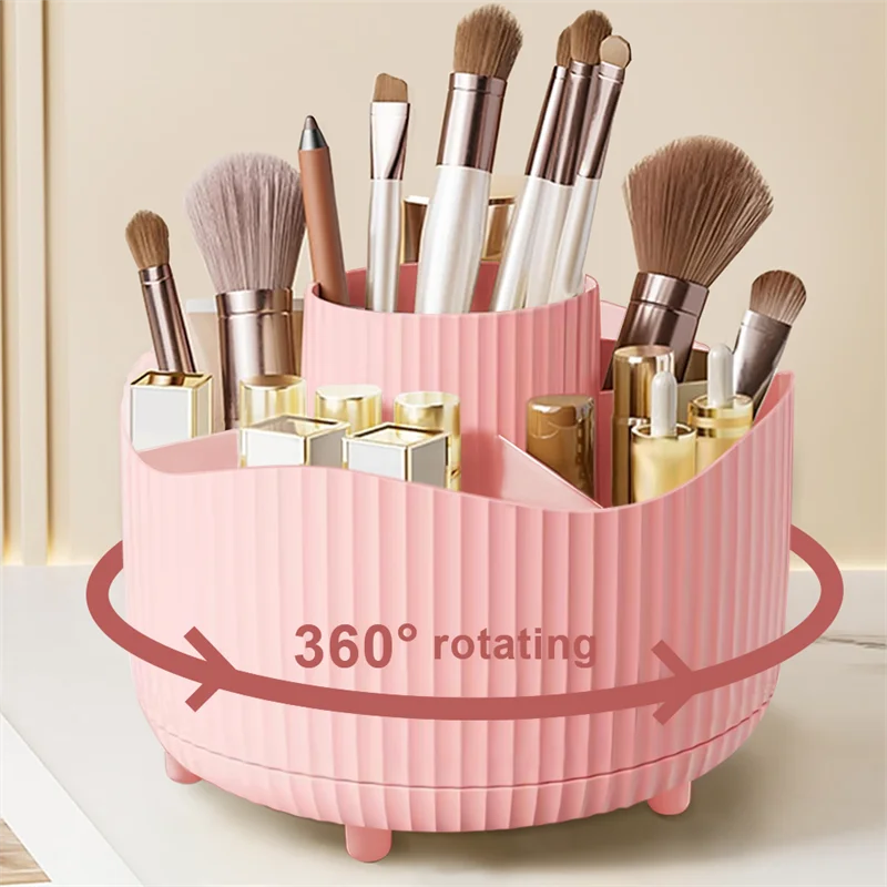 360° Rotating Makeup Organizer — Spinning Cosmetic Storage Tower for Vanity & Bathroom