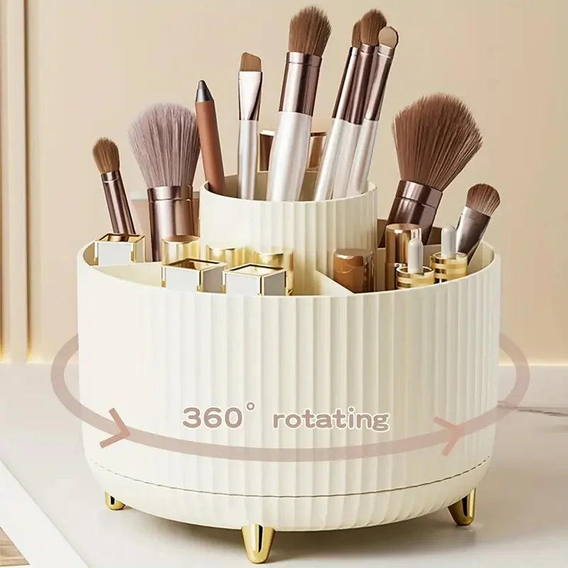 360° Rotating Makeup Organizer — Spinning Cosmetic Storage Tower for Vanity & Bathroom