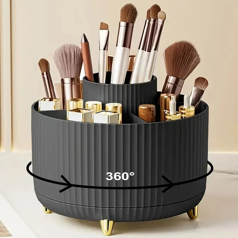360° Rotating Makeup Organizer — Spinning Cosmetic Storage Tower for Vanity & Bathroom