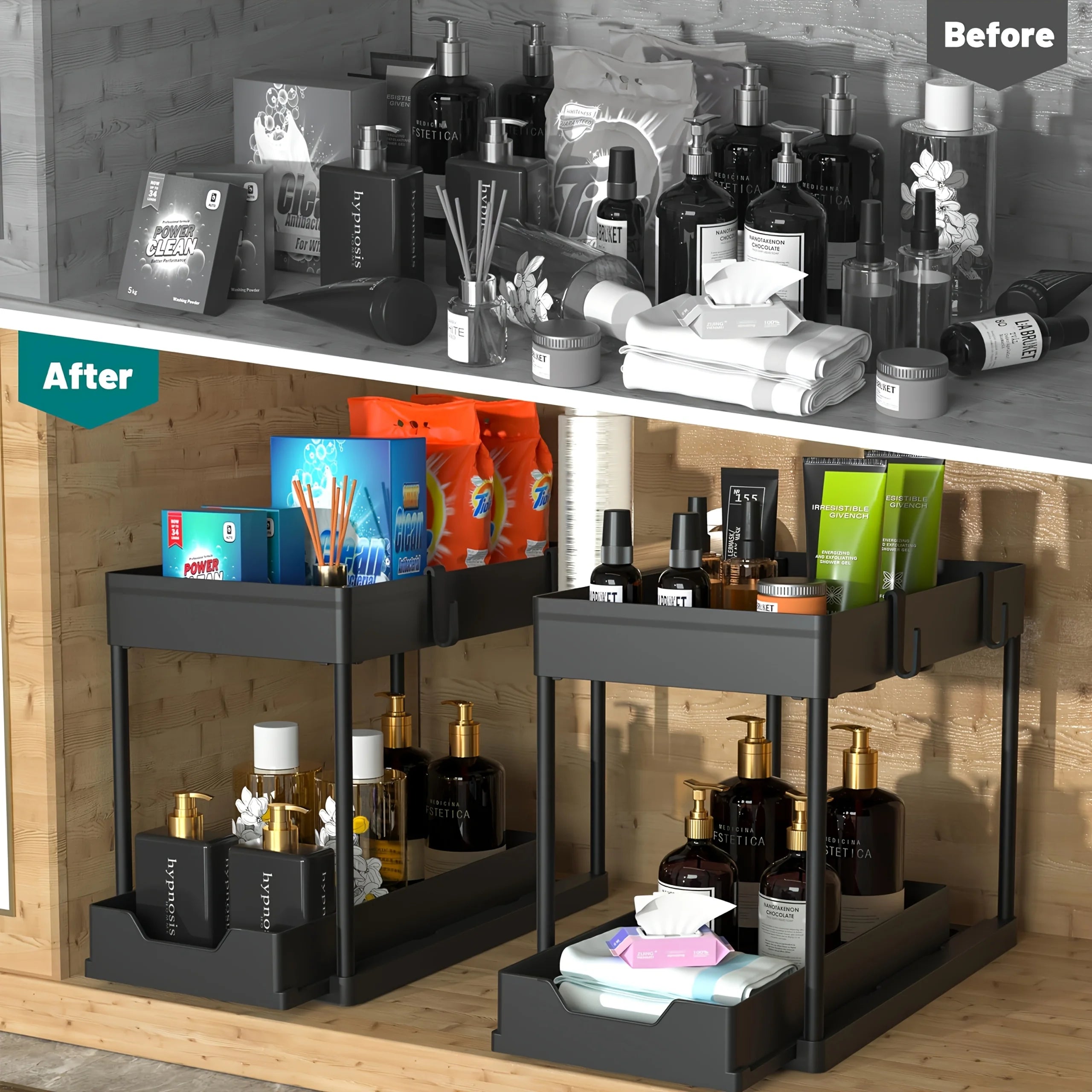 Under-Sink Cabinet Organizer — Expandable 2-Tier Storage