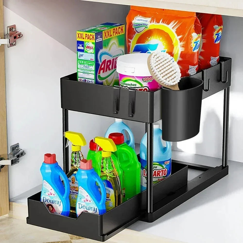 Under-Sink Cabinet Organizer — Expandable 2-Tier Storage
