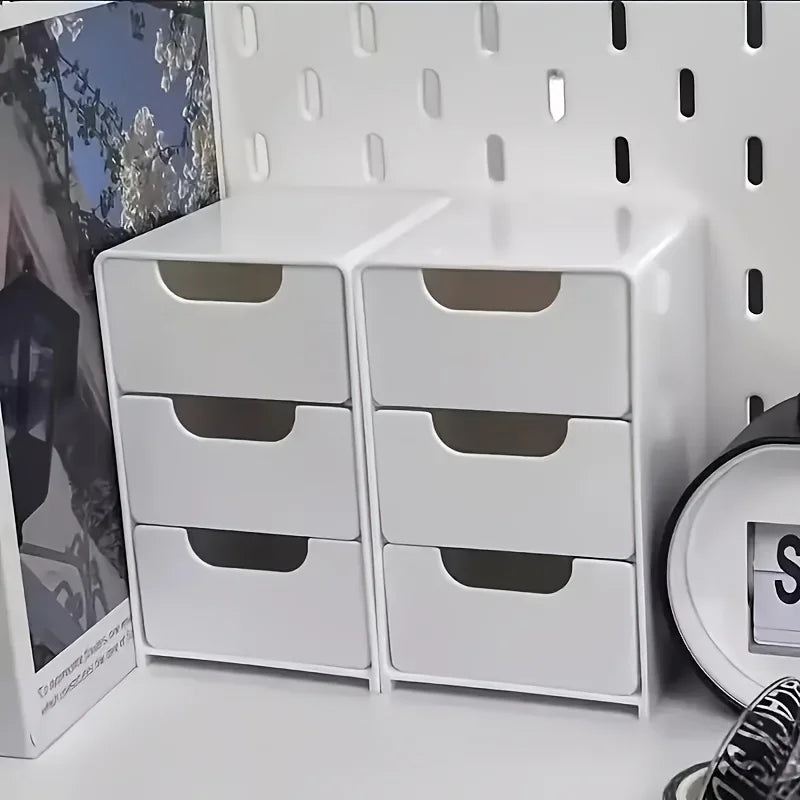Vanity Makeup Organizer (2-Pack) — 3-Tier Storage Drawers for Cosmetics & Jewelry