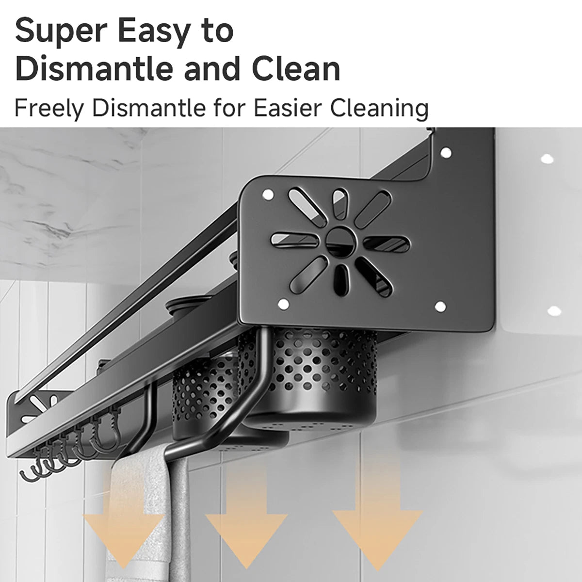 Wall-Mounted Kitchen Rack — No-Drill Spice Shelf with Utensil Hooks & Knife Holder.