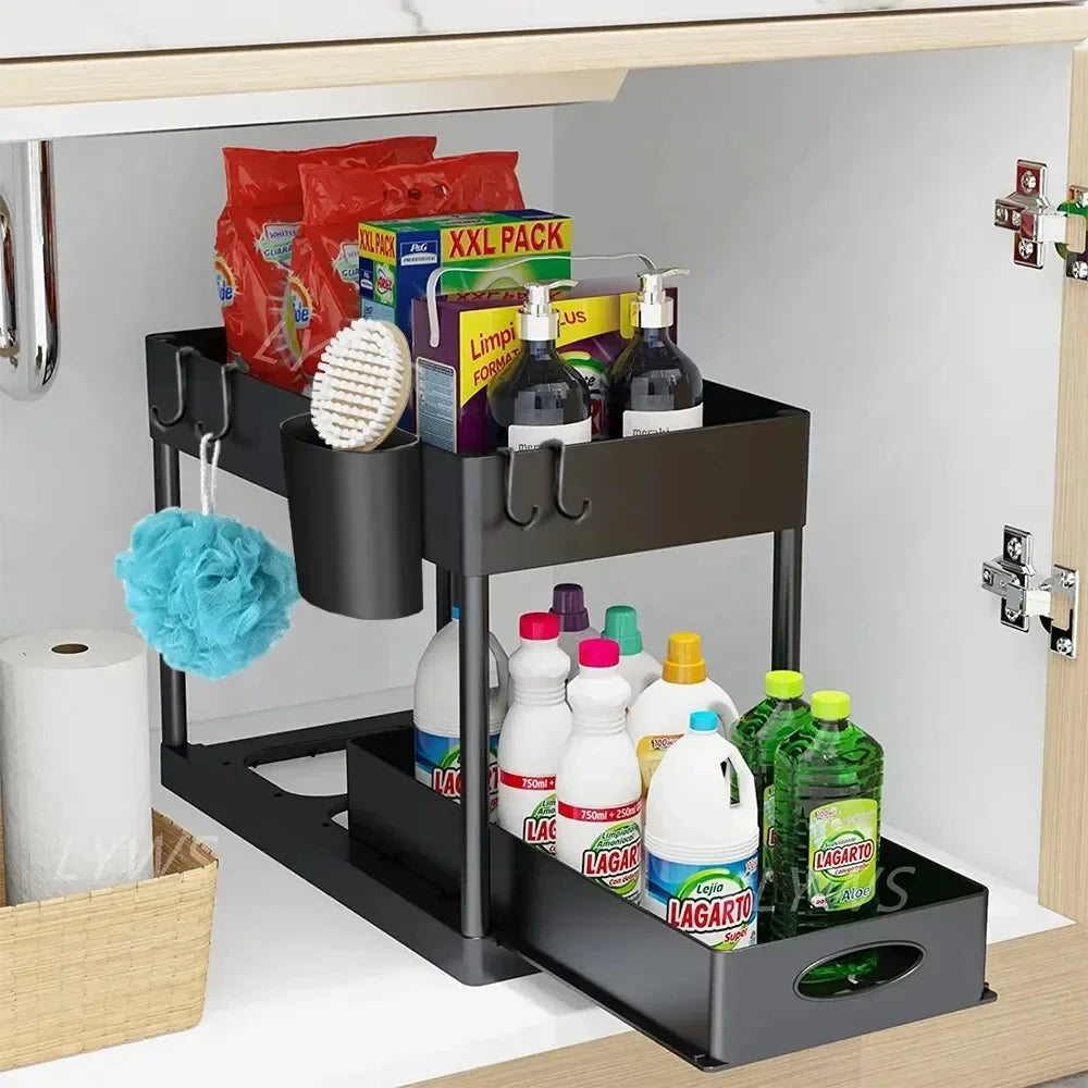Under-Sink Cabinet Organizer — Expandable 2-Tier Storage