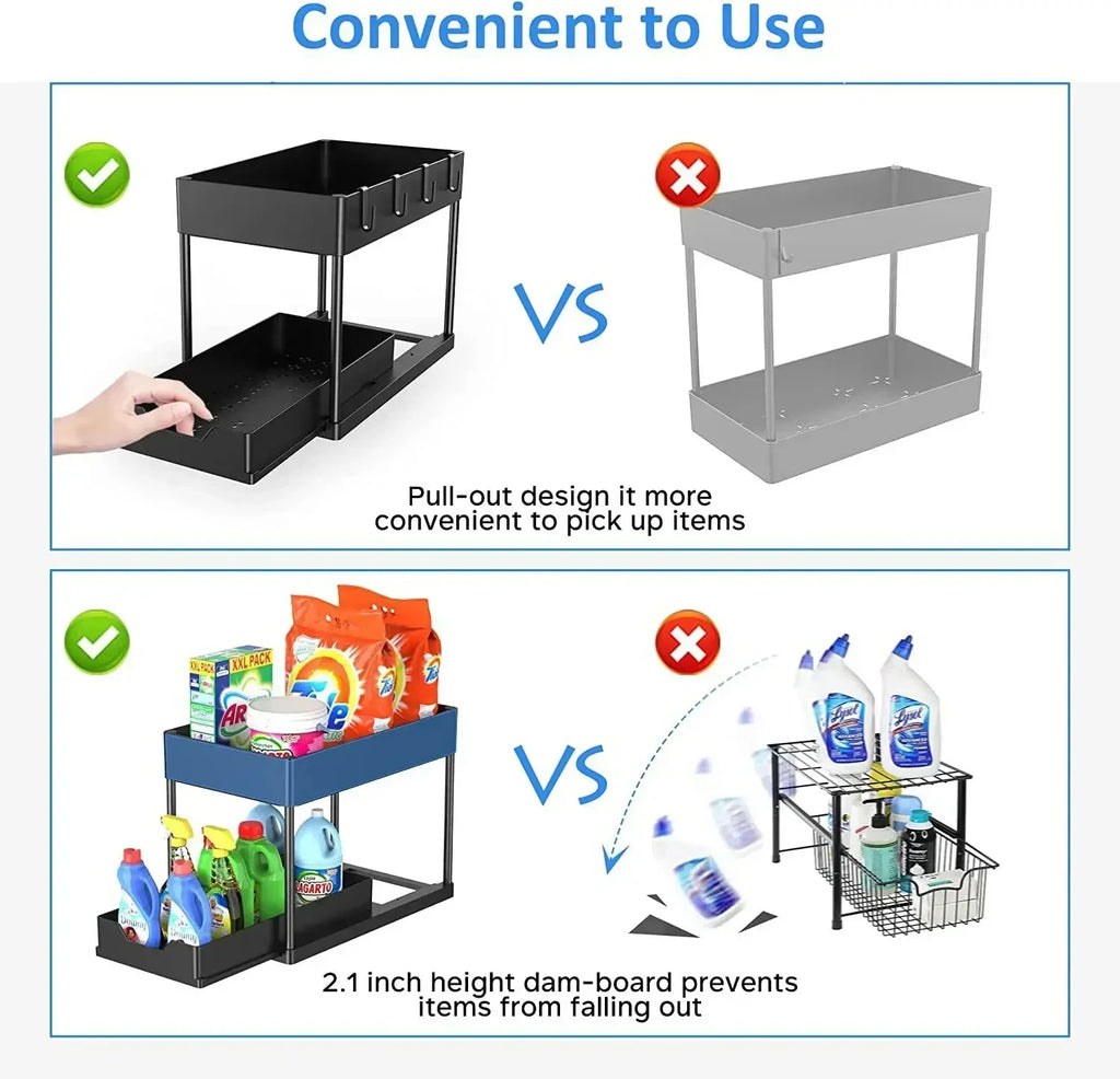 Under-Sink Cabinet Organizer — Expandable 2-Tier Storage