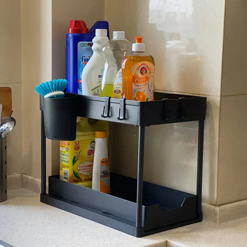 Under-Sink Cabinet Organizer — Expandable 2-Tier Storage