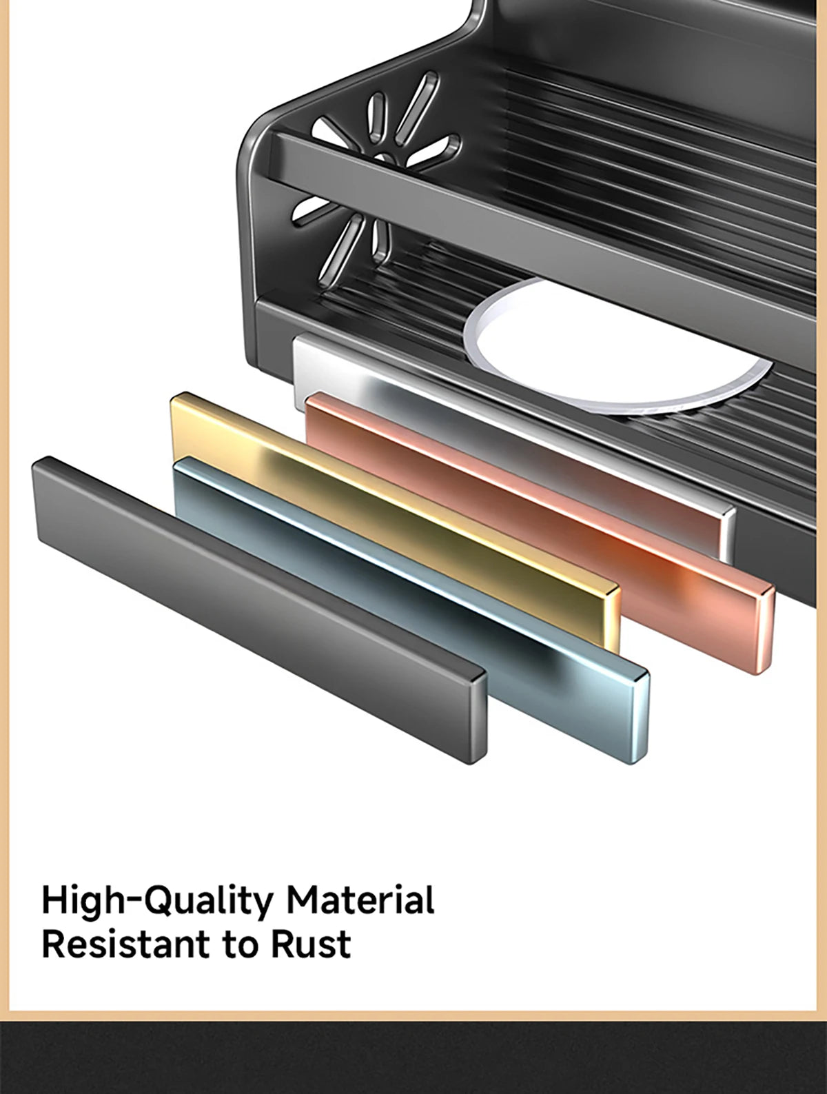 Wall-Mounted Kitchen Rack — No-Drill Spice Shelf with Utensil Hooks & Knife Holder.