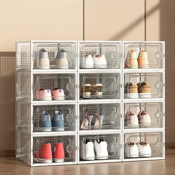 Stackable Clear Shoe Boxes | Closet Storage Organizer Set | PinnacleHome