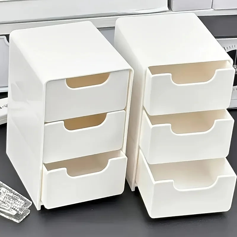 Vanity Makeup Organizer (2-Pack) — 3-Tier Storage Drawers for Cosmetics & Jewelry