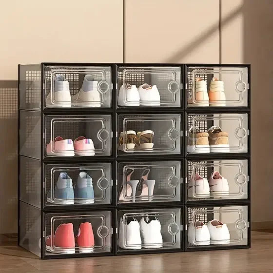 Stackable Clear Shoe Boxes | Closet Storage Organizer Set | PinnacleHome