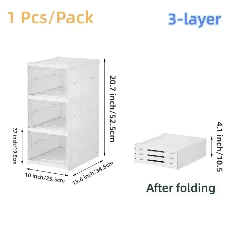 6 Foldable Shoe Storage Cabinet | Stackable Closet Organizer | PinnacleHome