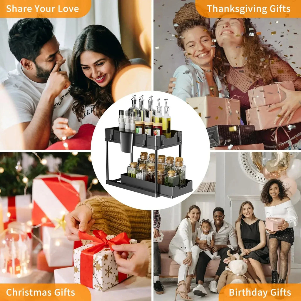 Under-Sink Cabinet Organizer — Expandable 2-Tier Storage