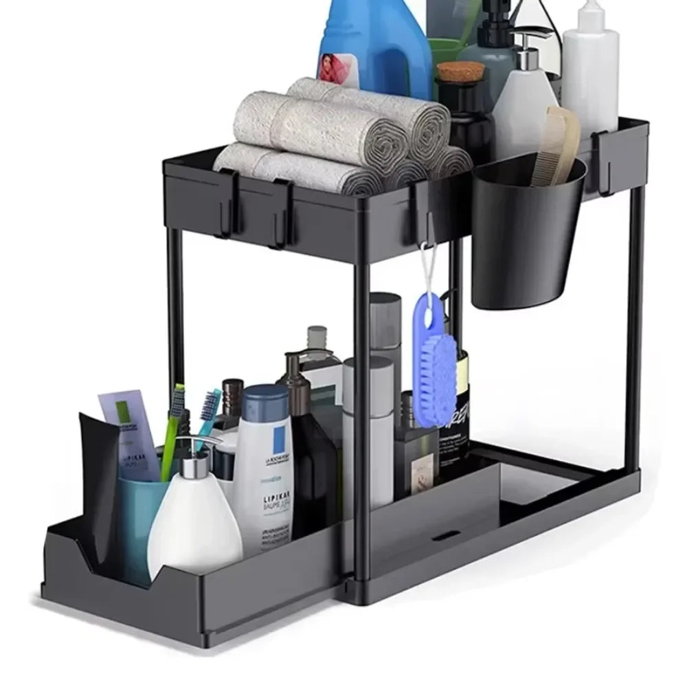 Under-Sink Cabinet Organizer — Expandable 2-Tier Storage