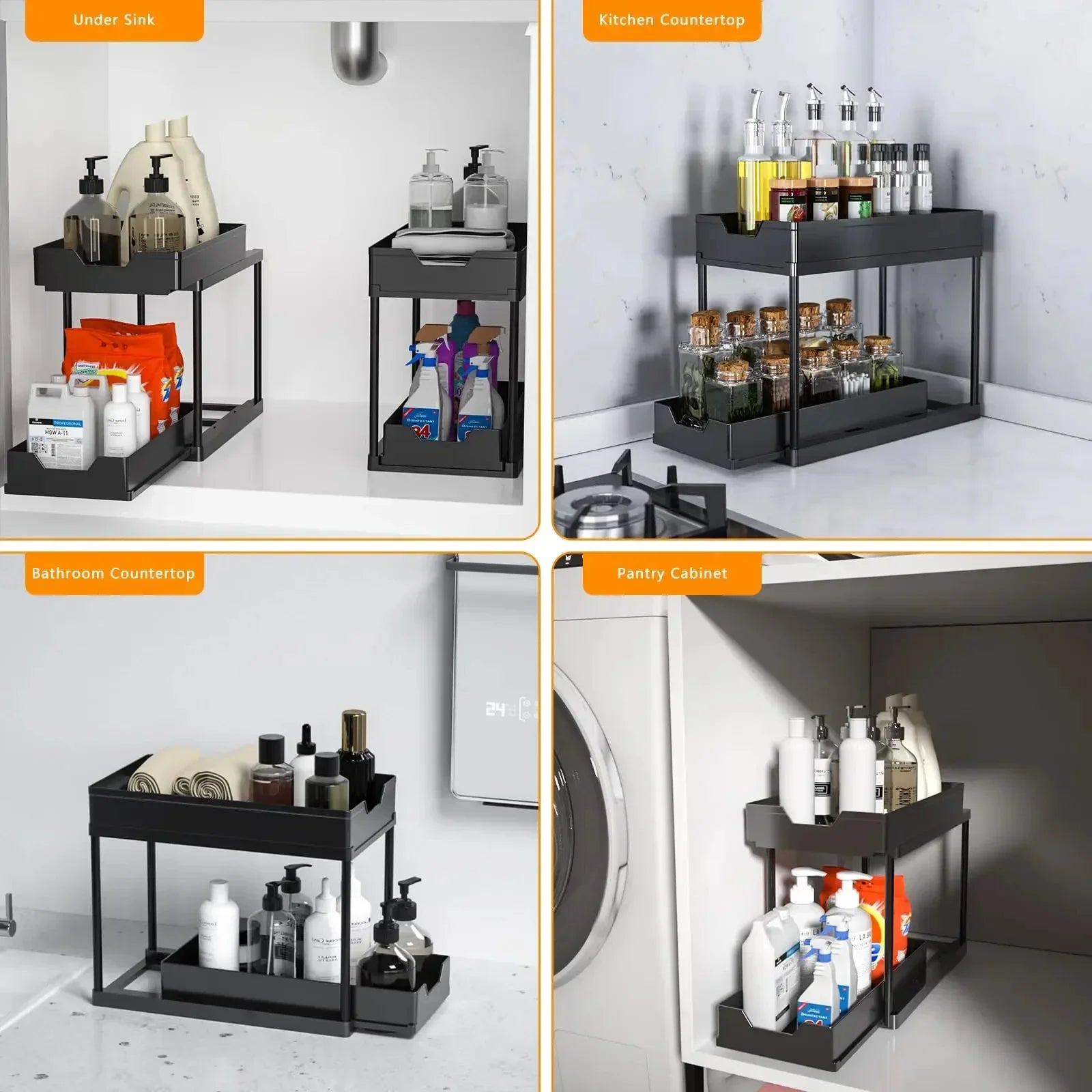 Under-Sink Cabinet Organizer — Expandable 2-Tier Storage