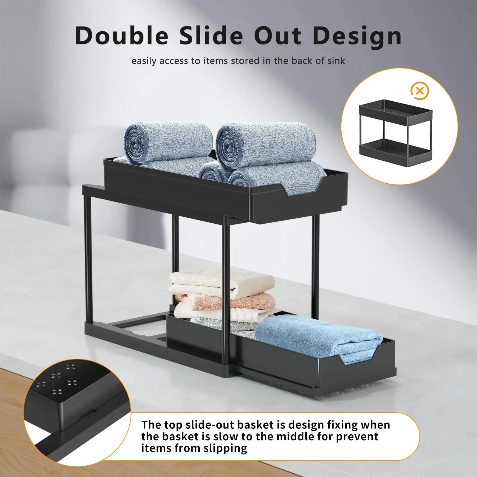Under-Sink Cabinet Organizer — Expandable 2-Tier Storage