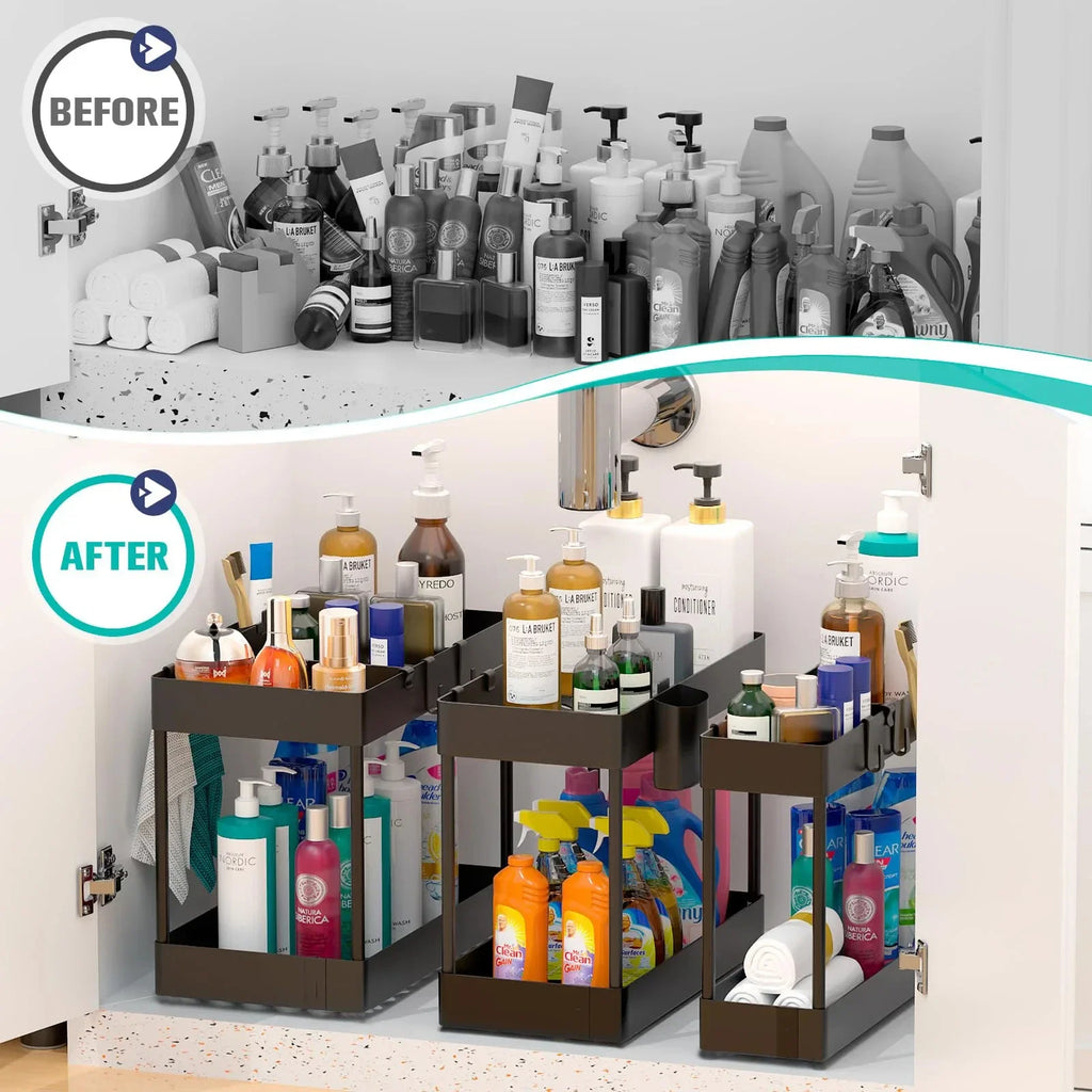 Under-Sink Cabinet Organizer — Expandable 2-Tier Storage